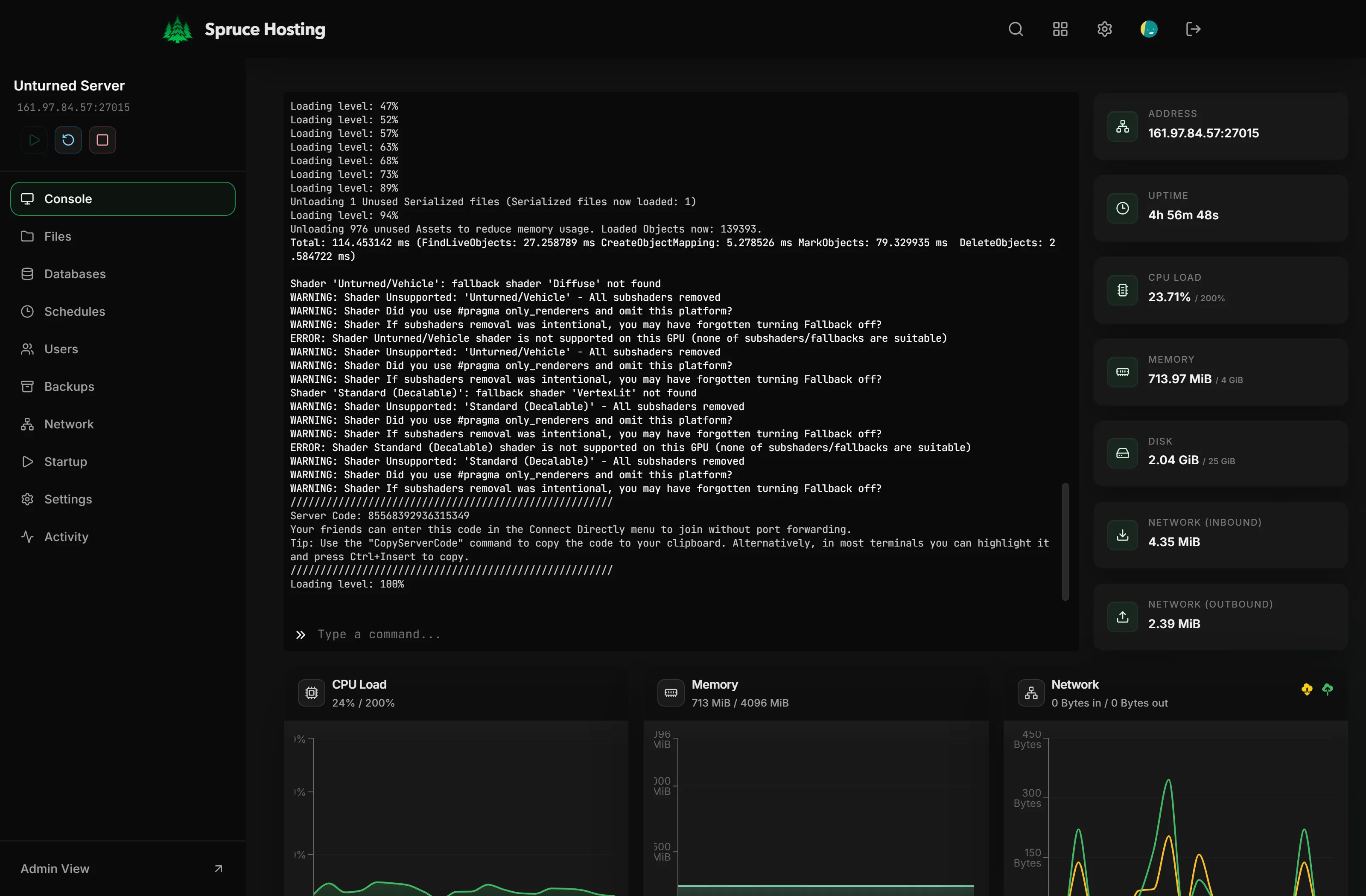 Spruce Hosting panel preview
